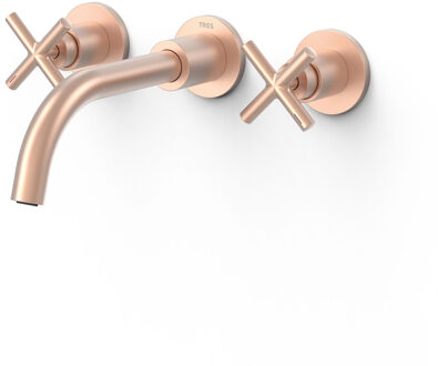 Tres Wastafelmengkraan Inbouw Tres Mont Blanc 3-Gats Lange Uitloop Mat Rose Goud