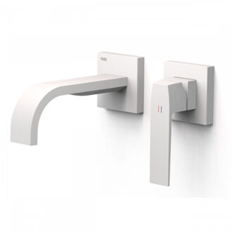 Tres Wastafelmengkraan Inbouw Tres Slim Exclusive 2 Delen Gebogen Uitloop en Lange Hendel Mat Wit Mat wit