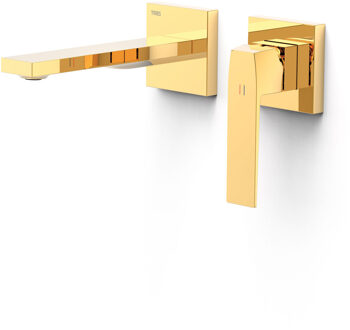 Tres Wastafelmengkraan Inbouw Tres Slim Exclusive 2 Delen Rechte Uitloop en Hendel Goud