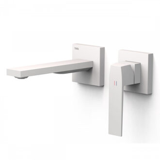 Tres Wastafelmengkraan Inbouw Tres Slim Exclusive 2 Delen Rechte Uitloop en Hendel Mat Wit Mat wit