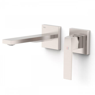 Tres Wastafelmengkraan Inbouw Tres Slim Exclusive 2 Delen Rechte Uitloop en Hendel RVS RVS Look