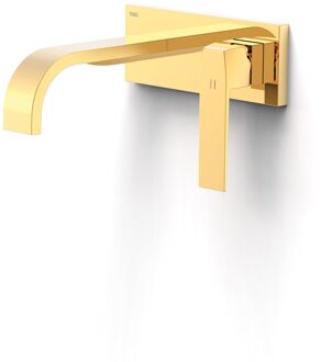 Tres Wastafelmengkraan Inbouw Tres Slim Exclusive Gebogen Uitloop en Lange Hendel Goud