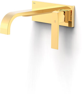 Tres Wastafelmengkraan Inbouw Tres Slim Exclusive Gebogen Uitloop en Lange Hendel Goud