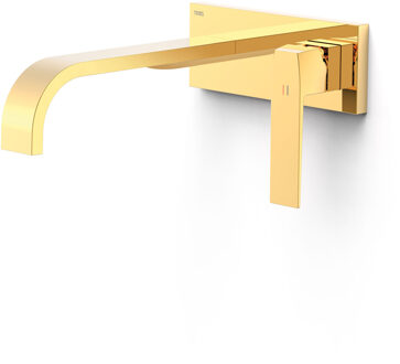 Tres Wastafelmengkraan Inbouw Tres Slim Exclusive Lange Gebogen Uitloop en Lange Hendel Goud