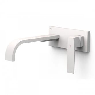 Tres Wastafelmengkraan Inbouw Tres Slim Exclusive Lange Gebogen Uitloop en Lange Hendel Mat Wit Mat wit