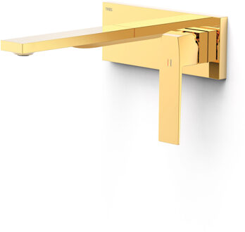 Tres Wastafelmengkraan Inbouw Tres Slim Exclusive Rechte Uitloop en Hendel Goud