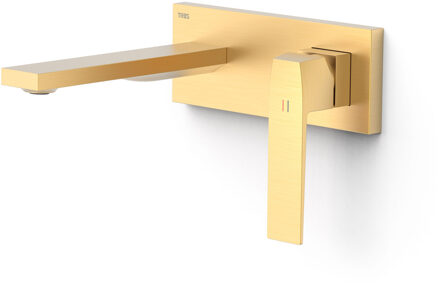 Tres Wastafelmengkraan Inbouw Tres Slim Exclusive Rechte Uitloop en Hendel Mat Goud