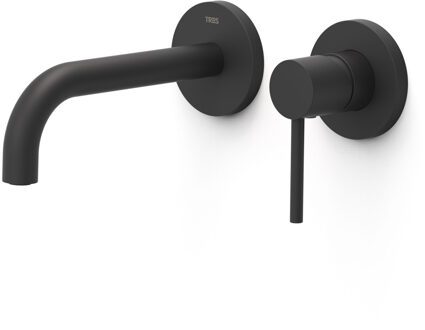 Tres Wastafelmengkraan Inbouw Tres Study Exclusive 2-Gats Gebogen Uitloop 18 cm en Hendel Mat Zwart