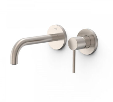 Tres Wastafelmengkraan Inbouw Tres Study Exclusive 2-Gats Gebogen Uitloop 18 cm en Hendel RVS RVS Look