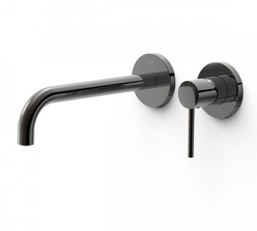 Tres Wastafelmengkraan Inbouw Tres Study Exclusive 2-Gats Gebogen Uitloop 24 cm en Hendel Metallic Zwart