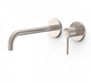 Tres Wastafelmengkraan Inbouw Tres Study Exclusive 2-Gats Gebogen Uitloop 24 cm en Hendel RVS RVS Look