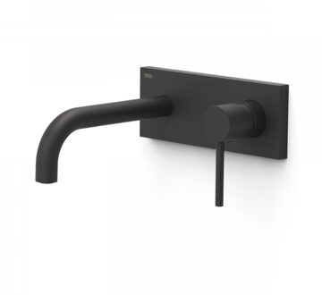 Tres Wastafelmengkraan Inbouw Tres Study Exclusive met Afdekplaat Gebogen Uitloop 18 cm en Hendel Mat Zwart