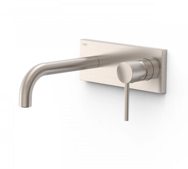 Tres Wastafelmengkraan Inbouw Tres Study Exclusive met Afdekplaat Gebogen Uitloop 18 cm en Hendel RVS RVS Look