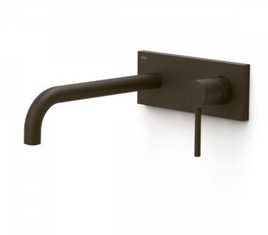 Tres Wastafelmengkraan Inbouw Tres Study Exclusive met Afdekplaat Gebogen Uitloop 24 cm en Hendel Zwart Brons