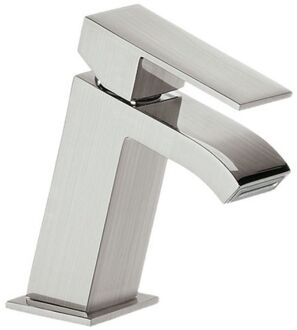 Tres Wastafelmengkraan Tres Cuadro Exclusive 1-Hendel Schuin 14,3 cm met Licht Gebogen Uitloop Waterval RVS RVS Look