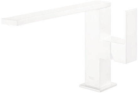 Tres Wastafelmengkraan Tres Cuadro Exclusive 1-Hendel Uitloop Recht 14 cm Vierkant Mat Wit Mat wit