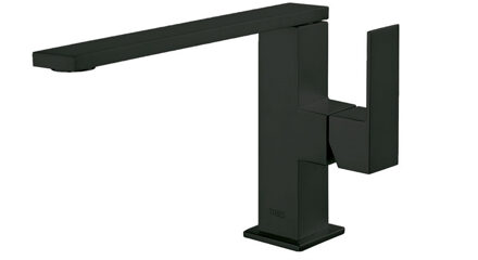 Tres Wastafelmengkraan Tres Cuadro Exclusive 1-Hendel Uitloop Recht 14 cm Vierkant Mat Zwart