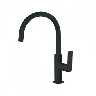 Tres Wastafelmengkraan Tres Loft Colors 1-Hendel Uitloop Gebogen 20 cm Rond Mat Zwart