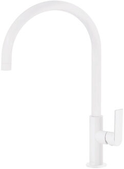 Tres Wastafelmengkraan Tres Loft Colors 1-Hendel Uitloop Gebogen 26 cm Rond Mat Wit Mat wit
