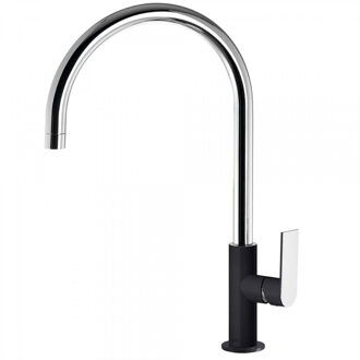 Tres Wastafelmengkraan Tres Loft Colors 1-Hendel Uitloop Gebogen 26 cm Rond Zwart Chroom