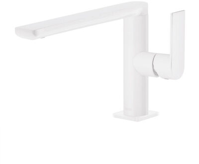 Tres Wastafelmengkraan Tres Loft Colors 1-Hendel Uitloop Recht 15,5 cm Rond Mat Wit Mat wit