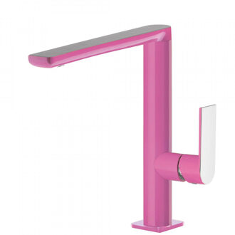 Tres Wastafelmengkraan Tres Loft Colors 1-hendel Uitloop Recht 22 cm Rond Fuchsia Chroom