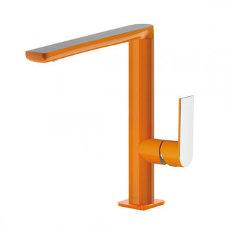 Tres Wastafelmengkraan Tres Loft Colors 1-hendel Uitloop Recht 22 cm Rond Oranje Chroom