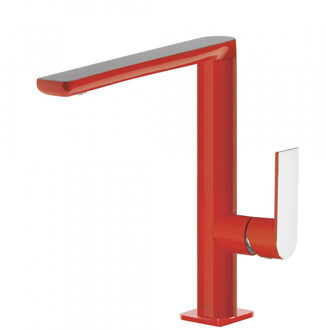 Tres Wastafelmengkraan Tres Loft Colors 1-hendel Uitloop Recht 22 cm Rond Rood Chroom