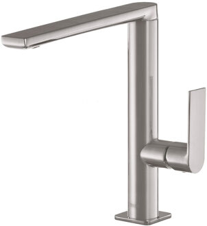 Tres Wastafelmengkraan Tres Loft Colors 1-Hendel Uitloop Recht 22 cm Rond RVS RVS Look