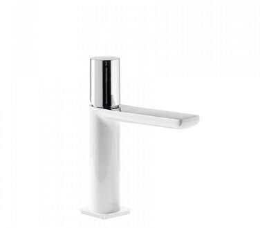 Tres Wastafelmengkraan Tres Loft Colors 1-Knop Uitloop Recht 11,3 cm met Waterval Rond Wit Chroom