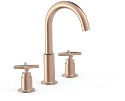 Tres Wastafelmengkraan Tres Mont Blanc 3-Gats Met Twee Grepen Mat Roze Goud Rose
