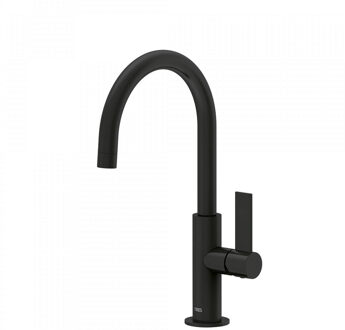 Tres Wastafelmengkraan Tres Project 1-Hendel Uitloop Gebogen 20 cm Rond Mat Zwart