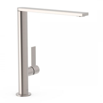 Tres Wastafelmengkraan Tres Project 1-Hendel Uitloop Recht 28,5 cm Rond RVS RVS Look