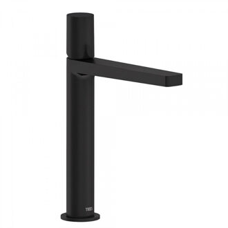 Tres Wastafelmengkraan Tres Project 1-Knop Uitloop Recht 19.7 cm Rond Mat Zwart
