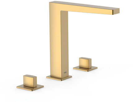 Tres Wastafelmengkraan Tres Slim Exclusive 3-Gats met 2 Knoppen Mat Goud