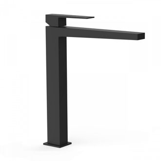 Tres Wastafelmengkraan Tres Slim Exclusive Vierkant met Hendel Hoog Mat Zwart