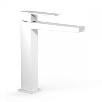 Tres Wastafelmengkraan Tres Slim Exclusive Vierkant Met Hendel Mat Wit Mat wit