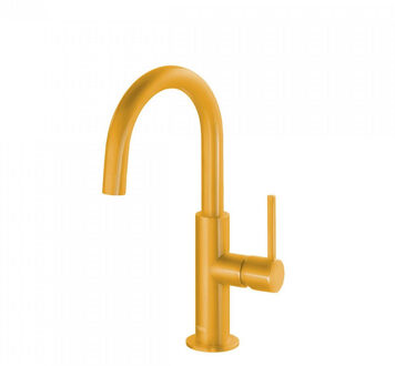 Tres Wastafelmengkraan Tres Study Exclusive 27,5 cm met Hendel Uitloop Gebogen Rond Amber Geel