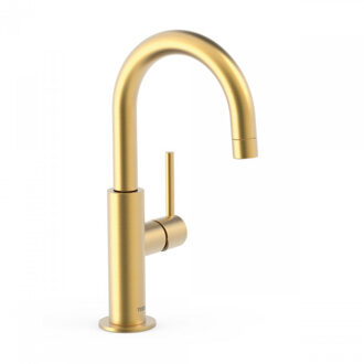 Tres Wastafelmengkraan Tres Study Exclusive 27,5 cm met Hendel Uitloop Gebogen Rond Mat Goud