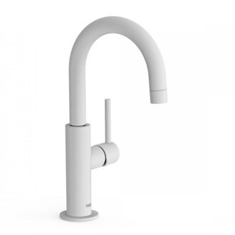 Tres Wastafelmengkraan Tres Study Exclusive 27,5 cm met Hendel Uitloop Gebogen Rond Mat Wit