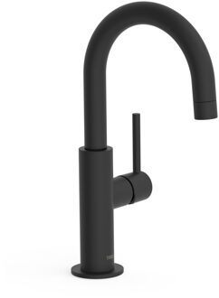 Tres Wastafelmengkraan Tres Study Exclusive 27,5 cm met Hendel Uitloop Gebogen Rond Mat Zwart