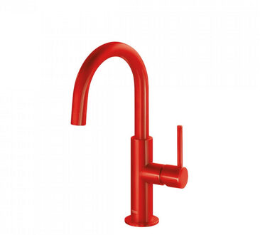 Tres Wastafelmengkraan Tres Study Exclusive 27,5 cm met Hendel Uitloop Gebogen Rond Rood
