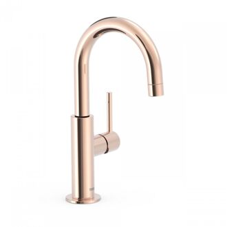 Tres Wastafelmengkraan Tres Study Exclusive 27,5 cm met Hendel Uitloop Gebogen Rond Rosé Goud Rose Goud