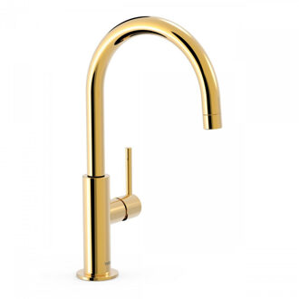 Tres Wastafelmengkraan Tres Study Exclusive 32,4 cm met Hendel Uitloop Gebogen Rond Goud