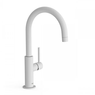 Tres Wastafelmengkraan Tres Study Exclusive 32,4 cm met Hendel Uitloop Gebogen Rond Mat Wit