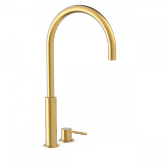 Tres Wastafelmengkraan Tres Study Exclusive 45,3 cm 2-Gats 1-Hendel Uitloop Gebogen Rond Goud Tres