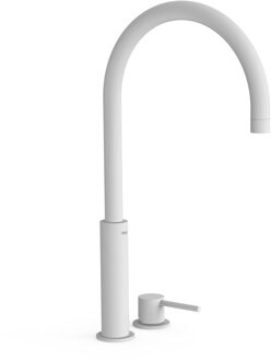 Tres Wastafelmengkraan Tres Study Exclusive 45,3 cm 2-Gats 1-Hendel Uitloop Hoog Gebogen Rond Mat Wit Mat wit