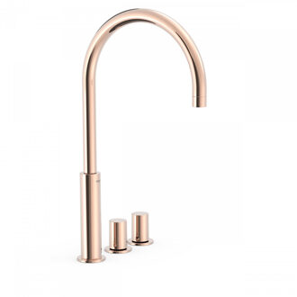 Tres Wastafelmengkraan Tres Study Exclusive Tweeknops Uitloop Gebogen 29,5 cm Rosé Goud Tres