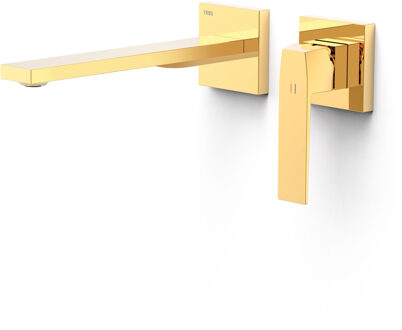 Tres Wastafelmengkraan Wastafelmengkraan Inbouw Tres Slim Exclusive 2 Delen Lange Rechte Uitloop en Hendel Goud