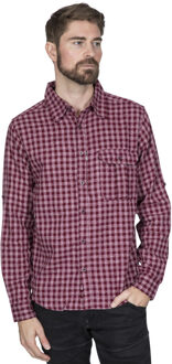 Trespass Heren Participate Langemouw Geruite Katoenen Overhemd - maat Rood